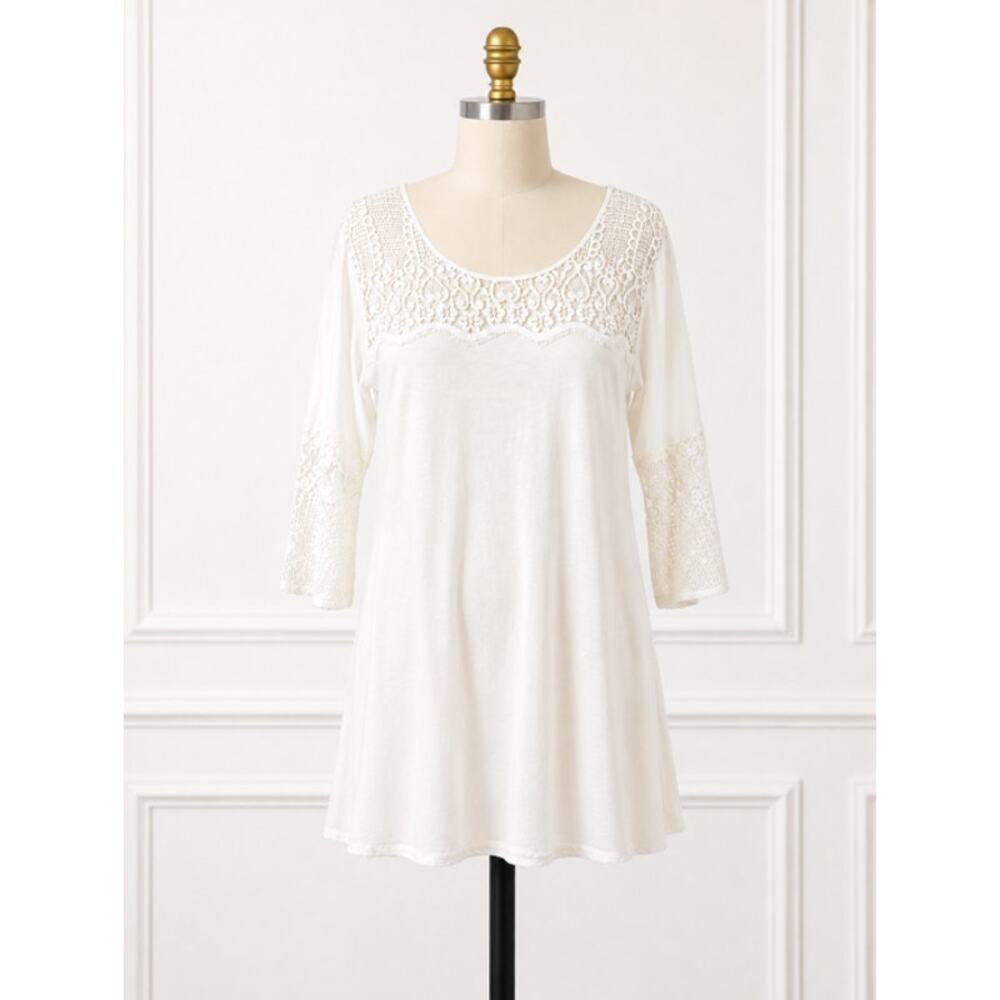 Claire Pettibone Bleu Clair White Cotton Lace Feminine Romantic Nightgown Large
